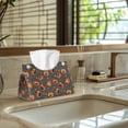 thumbnail image 5 of COEQINE PU Leather Tissue Box Cover Tissue Container Rectangular Table Dryer Sheet Dispenser 7.95"X4.92"X4.52" for Vanity Countertop Nightstand Dining Table, Halloween Pumpkin Star Cobweb Grey, 5 of 7