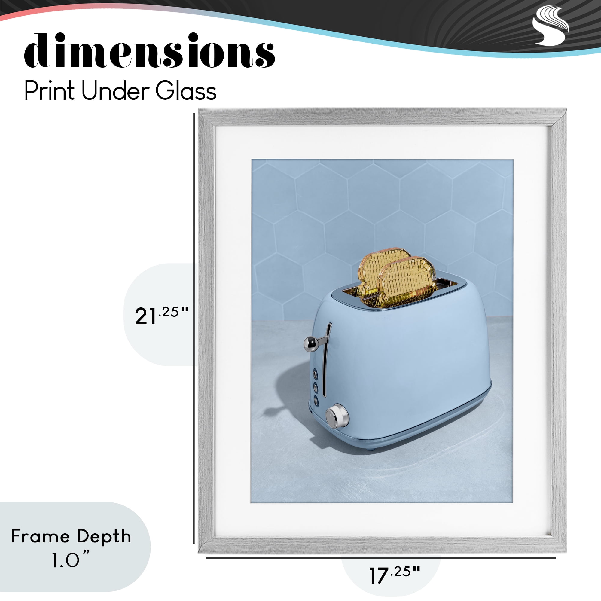 Stupell Industries Golden Disco Toaster Over Gray Framed Print Under Glass, design by LISH Creative