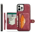 thumbnail image 3 of For iPhone 13 Pro Max Case 5G, Wallet with Detachable Magnetic Card Pockets,fit Car Mount, 2 in 1 Durable PU Leather Money Card Sleeve Kickstand Shockproof Protection Back Flip Cover - Red, 3 of 18