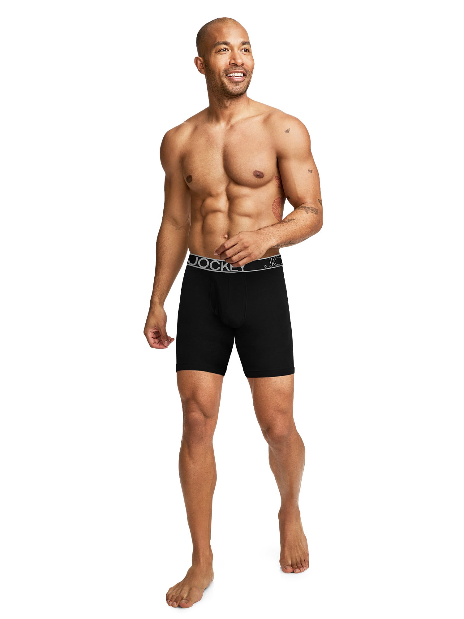 Jockey Essentials Men's Durable Cotton Stretch 8" Long Leg Boxer Brief - 3 Pack