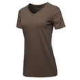 thumbnail image 2 of A2Y Women's Basic Solid Premium Cotton Short Sleeve V-neck T Shirt Tee Tops Americano L, 2 of 6