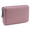 thumbnail image 1 of Credit Card Holder RFID Blocking - Leather Mini Credit Card Holder Wallet with Zipper for Women Men (Pink), 1 of 5