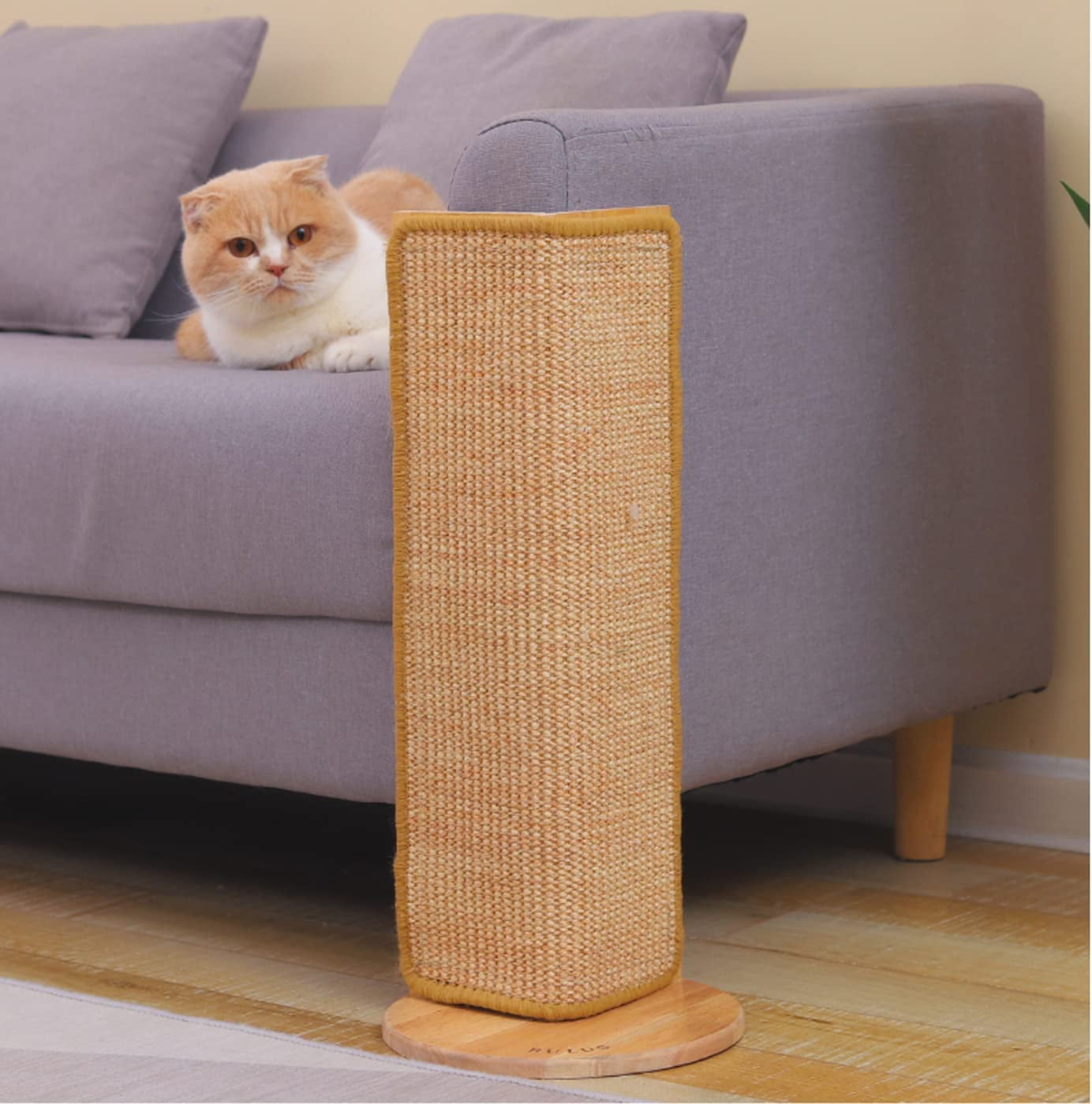 20.5" Tall No Drilling Wall Sofa Couch Corner Cat Sisal Scratcher,Scratching Post,Replaceable Sisal Scratch Pad Mat, Couch Protector