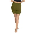 thumbnail image 3 of Stretch Is Comfort Women's Cotton Biker Shorts Olive Green 2X, 3 of 6