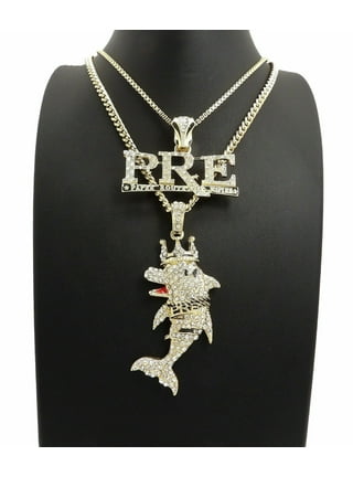 Real 925 Silver Gold Bling Out Iced Airplane Hip Hop Pendant Necklace Air  Plane