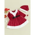 thumbnail image 3 of Suealasg Toddler Baby Girl Christmas Costume 6M 9M 12M 18M 24M 3T Kids Girls Long Sleeve Patchwork A-line Dress with Hat Winter Clothes, 3 of 9
