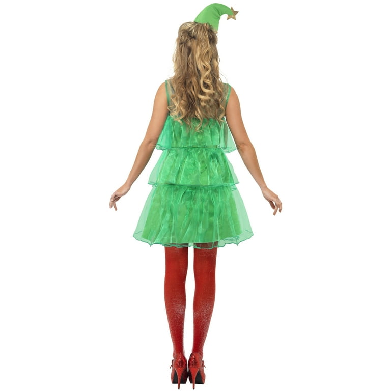 Christmas Tree Costume Adult Green Red Dress Hat Christmas Tree Costume Adult Green Red Dress Hat