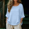 thumbnail image 7 of Lenpel Tunic Tops for Women Half Sleeve Crew Neck Patchwork Curved High Low Hem T-Shirts Loose Fit Blouses Trendy Casual Tees, 7 of 7