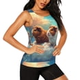 thumbnail image 2 of Balery Cloud Guinea Pig Camiseta sin mangas estampada ligera para mujer, tops de entrenamiento sin mangas, camisetas de yoga transpirables de secado rápido.-Large, 2 of 7