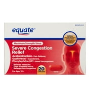 Equate Maximum Strength Caplets for Severe Sinus & Congestion Relief, 20 Count