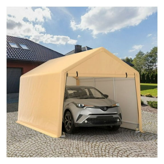 9x17ft Heavy Duty Carport Canopy - Steel Frame w/ 130G PE Cover - Yellow Car Shelter for RVs, Boats, Vehicles - Outdoor Protective Cover - Easy Setup