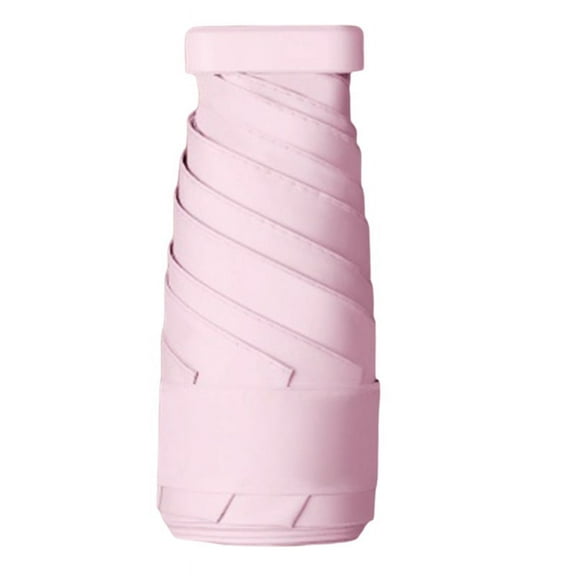Folding Travel Umbrella, 6-Rib Portable Pocket Umbrella, Windproof & Rainproof, Suitable for Daily Pink