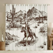 Manfei Western Rustic Farmhouse Black Out Curtains,Tropical Desert Cactus Curtains Pack of 2 (42x63 Each),Farm Animal Horse Bedroom Curtains For Men Women,Super Cozy Room Decor