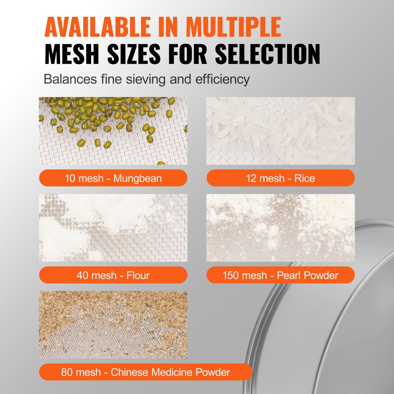 Stainless Steel Sieve Mesh 5-Pack, 304 Food-Grade with Mirror Polish, Available in 10/12/40/80/150 Mesh Sizes, Flour Sifter for Baking and Kitchen Use