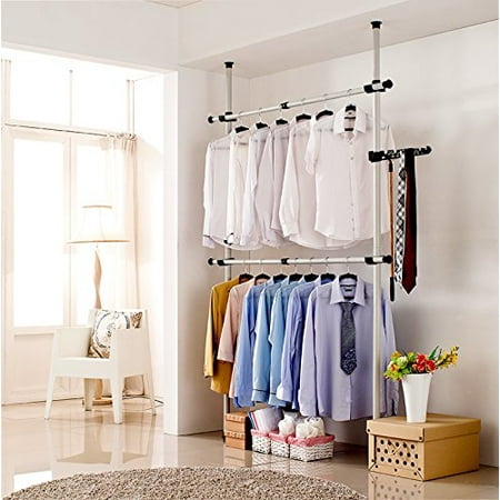 Adjustable Garment Hanger Clothes Rack Estink Portable 4 Poles Heavy Duty Garment Rack Tool Free Diy Simple Closet Wardrobe For Bedroom Home