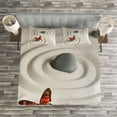 thumbnail image 3 of Ambesonne Butterfly Quilted Bedspread Set 3 Pcs, Rocks Serenity, King Size, Beige Orange, 3 of 3