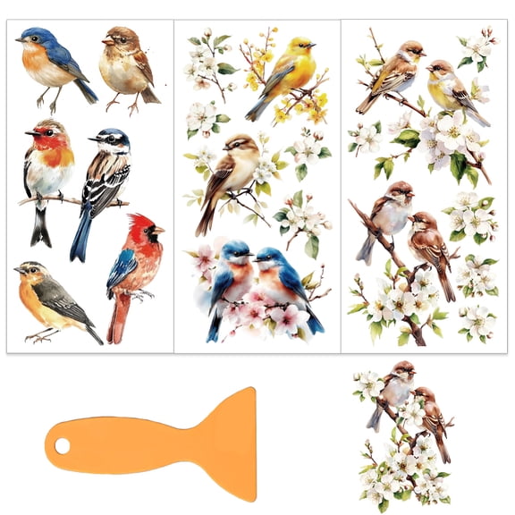 3Pcs/Set Branch and Bird Rub on Transfers