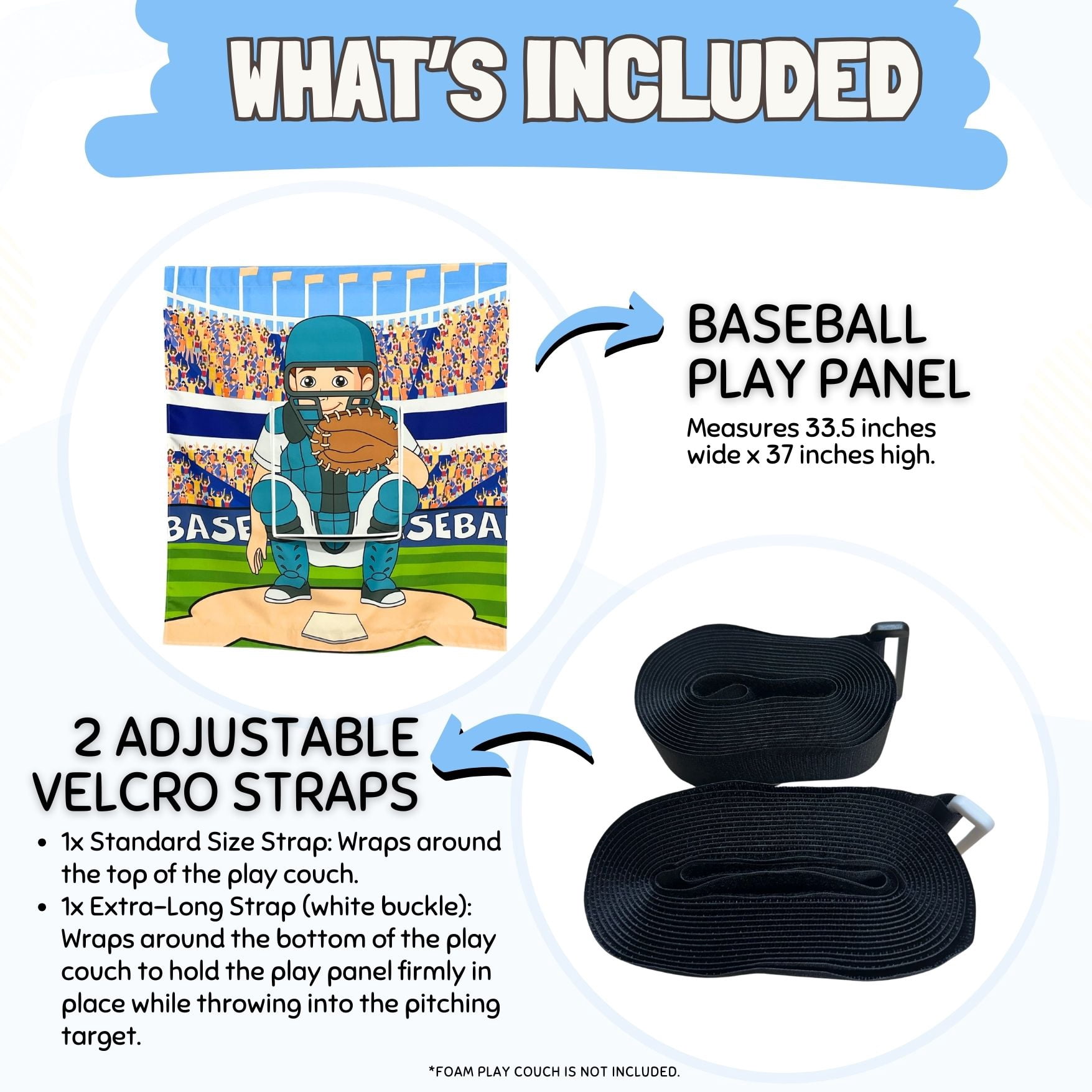 Baseball Play Panel for Kids Foam Play Couch by Couch Swag