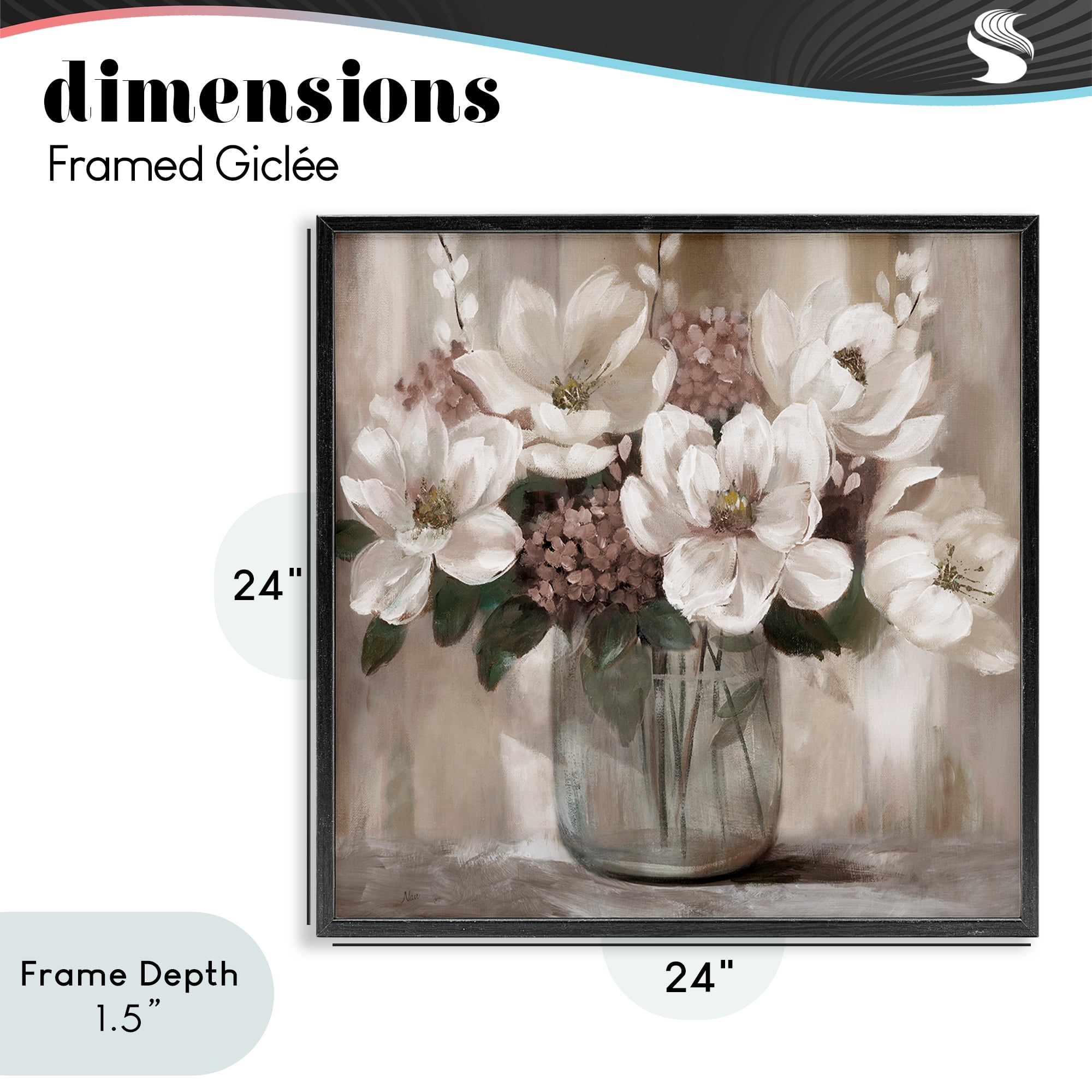 Stupell Industries Ivory Magnolias Vase Black Framed Giclee Art, design by Nan