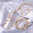 thumbnail image 5 of Womens Gold Plated Bracelet Set Multi-Layer Snake Bone Chain and Geometric Design with Gems Electroplated Finish, 5 of 6