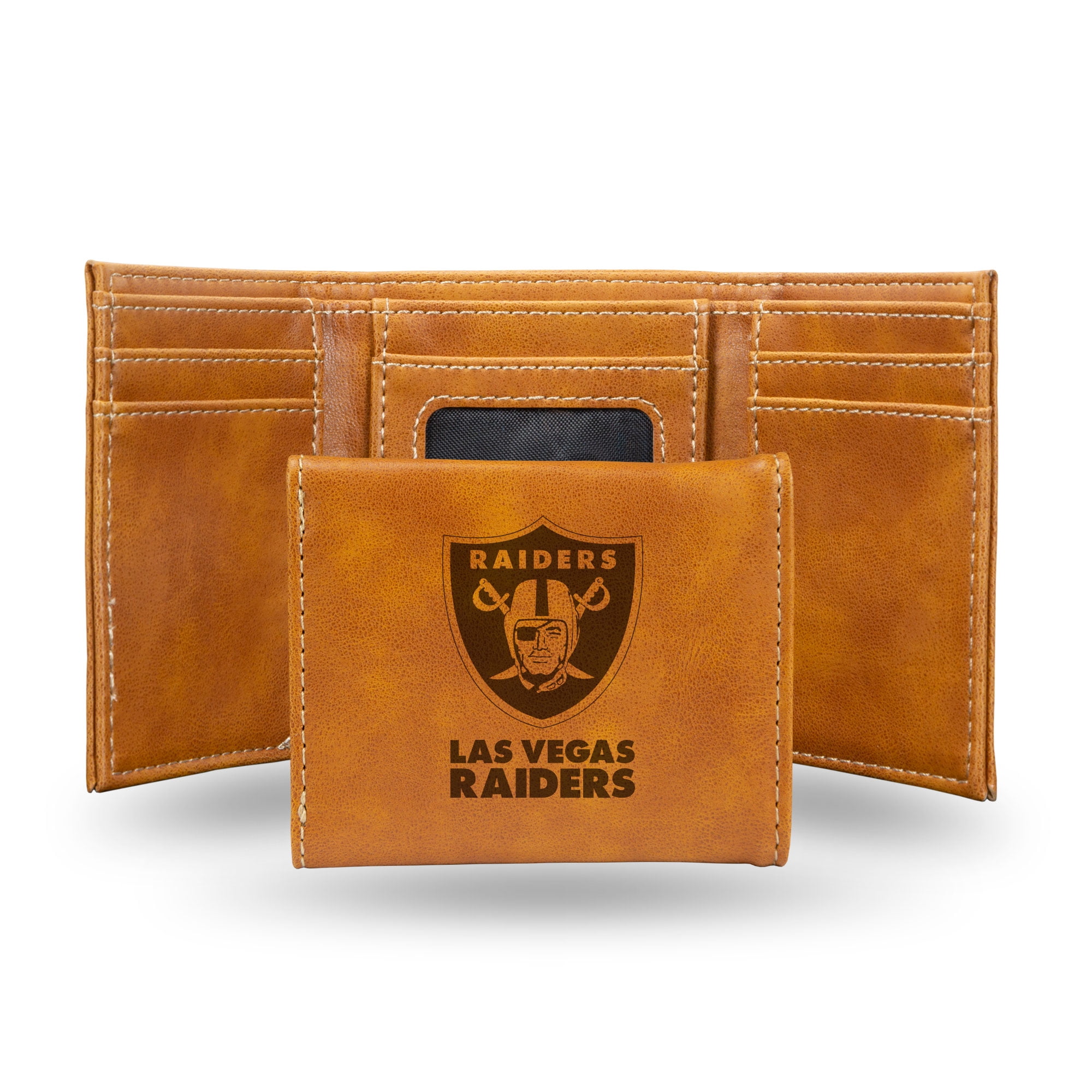 Rico Industries Las Vegas Football Laser Engraved Brown TriFold Wallet