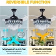 thumbnail image 3 of EAYSG Crystal Ceiling Fan with Lights Smart Bluetooth Music Player,42 Inch LED Reverse Dimmable Remote Control Retractable Invisible Blades Indoor Ceiling Fan for Living Room, Polished Chrome, 3 of 8