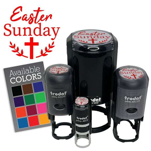 Easter Sunday Cross Christian Self-Inking Rubber Stamp Ink Stamper for Stamping Crafting Planners - Black Ink - Mini 1/2 Inch