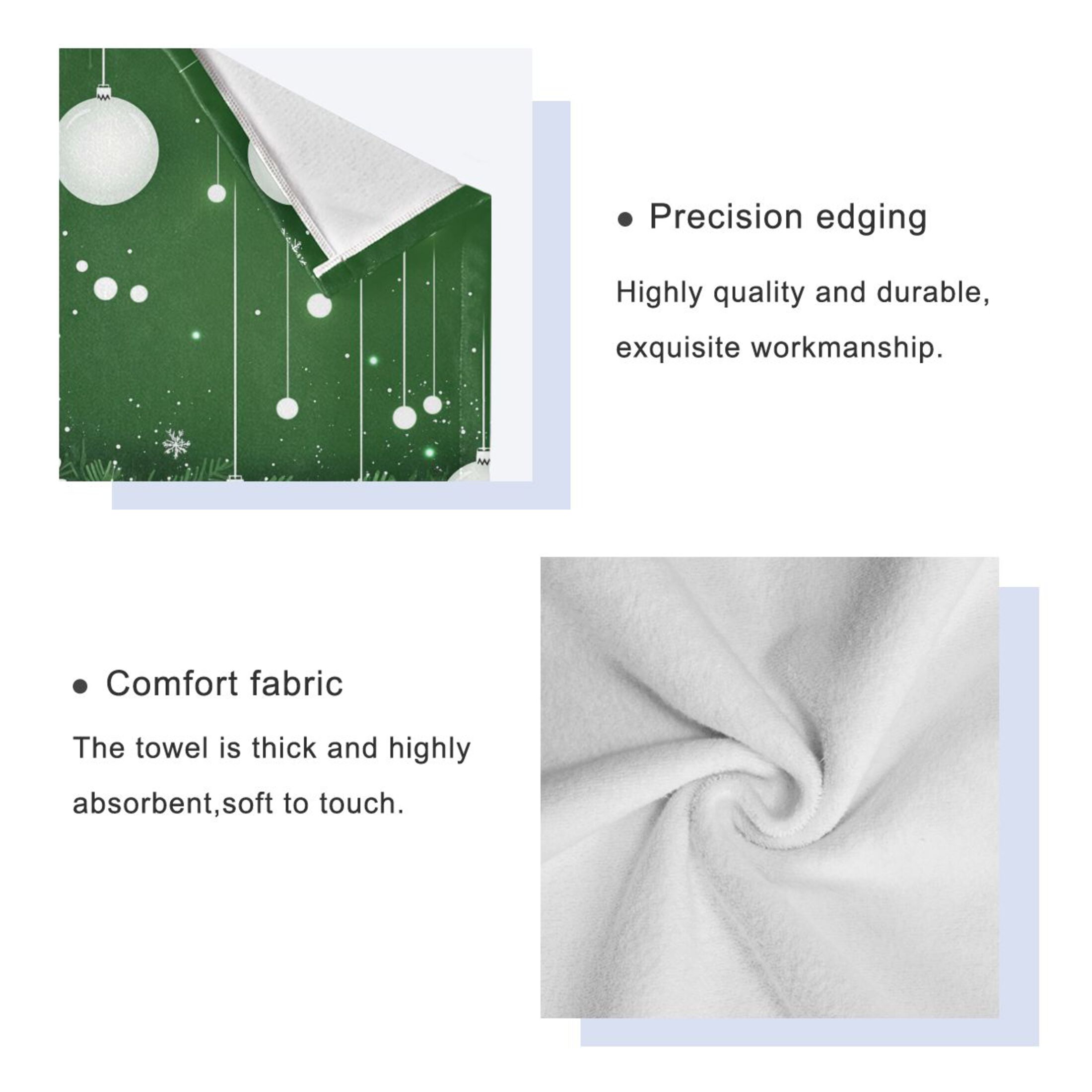 3 Piece Bath Towels Set Bath Towel, Hand Towel and Face Towel for Bathroom, Gym, Hotel White Christmas Ornaments