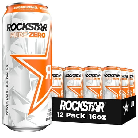 Rockstar Pure Zero Orange Energy Drink, 16 Fl Oz, 12 Pack Cans (Packaging May Vary)