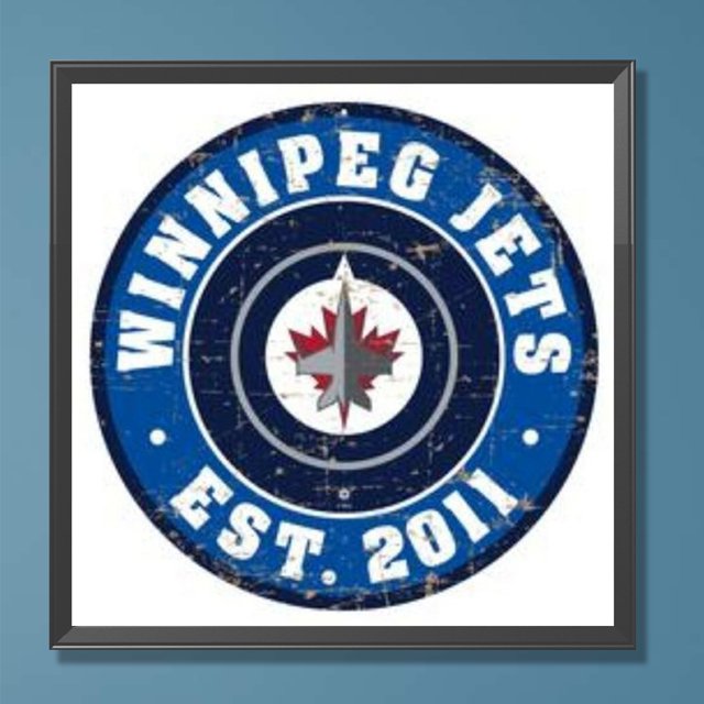 Cuadros Decorativos 5D bricolaje taladro redondo completo diamante pintura Winnipeg Jets decoración arte artesanía Wdftyju de costura negro 4 estilos