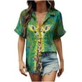 thumbnail image 2 of GaThRRgYP Womens Blouses Short Sleeve,Women's Summer Casual Tops V Neck,Women's Floral Print Tops Fashion Button Shirt Female Lapel Neck Loose T-shirt Blouse Multicolor XXL, 2 of 7