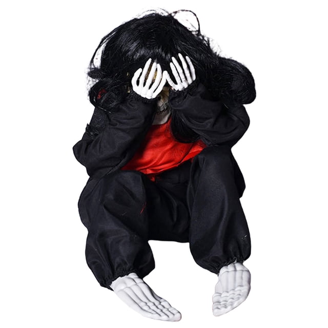 PEIXUN Halloween Motion Sensor Crying Prop Terrifying Animatronic Decor For House Escape Room Scary Prank Decoration Accessories