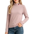 thumbnail image 2 of BaoFuBaoMei Basic Tees for Girls Solid Color Long Sleeve Shirt Tops Embroidery Slim High Neck Fall Outfits for School Daily Wear Outdoor, 2 of 6