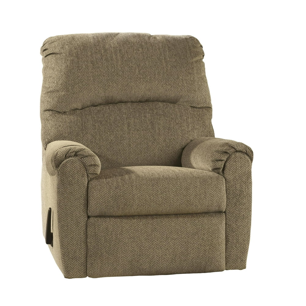 Fabric Upholstered Zero Wall Recliner with Herringbone Pattern, Beige