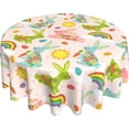 thumbnail image 3 of Easter Tablecloth Round 60 inch Easter Bunny Table Cloth Cover with Spring Boho Flowers Cute Rabbit Happy Easter Eggs Washable Table Decoation for Dining Kitchen Holiday, 3 of 6