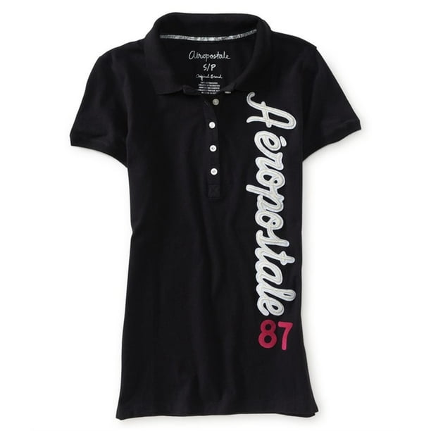 Aeropostale Womens 87 Polo Shirt, Negro, X-Large Aeropostale