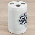 thumbnail image 1 of Lettering Ceramic Toothbrush Holder, I Fill My Mind with Positive Thoughts Print Calligraphic Head Brain, Decorative Versatile Countertop for Bathroom, 4.5" X 2.7", Blue Grey and White, 1 of 4