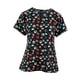 thumbnail image 1 of Top exfoliante con cuello en V para mujer, Uniforme de Trabajo de enfermera con bolsillos laterales, camiseta cómoda y duradera para tienda de Negro, 1 of 8