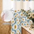 thumbnail image 1 of No Hook Shower Curtain with Built-in Rings - Daisy Floral Print Washable Waterproof Fabric Bathroom Curtains for Hotel,Rentals, 60 X 72 Inch Long , Sky Blue, 1 of 6