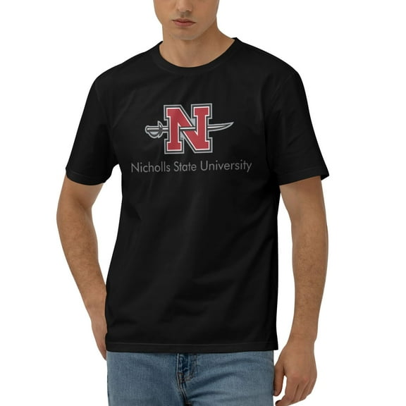 Nicholls State University Logo Men'S 170g Combed Cotton Short Sleeve T-Shirt