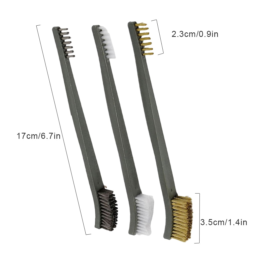 Machinehome 3pcs Mini Stainless Steel Remove Rust Brushes Cleaner Brass