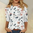 thumbnail image 3 of Mittory 3/4 Sleeve Tops for Women Summer Floral Print Tees Shirts Trendy Ladies Blouses Dressy Casual Clothing, 3 of 5