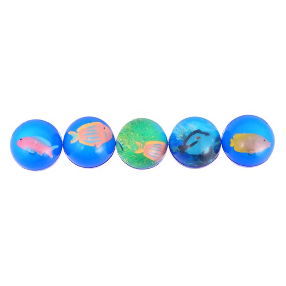 5Pcs Sea Fish Designed Bouncy Ball Rubber Bouncing Ball Space Hopper Kids Funny Toy Blue