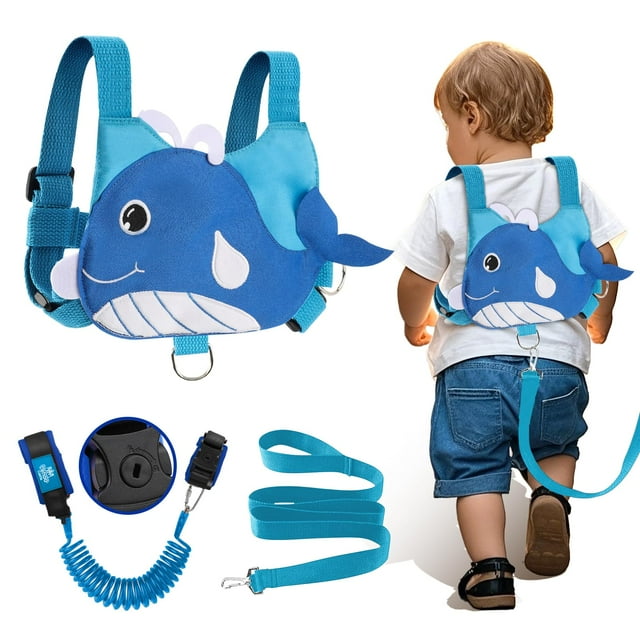 Correa Lehoo Castle para caminar para niños pequeños, correas para bebés 3 en 1, arnés infantil con correa, correa de seguridad infantil antipérdida de enlace de muñeca (ballena)