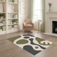 thumbnail image 2 of ODIKA 4'x6' Washable Area Rug Pet Friendly, Non-Shedding Olive and Charcoal Abstract Waves Modern Flowing Shapes Design for Bedroom, Reading Nook, 2 of 7