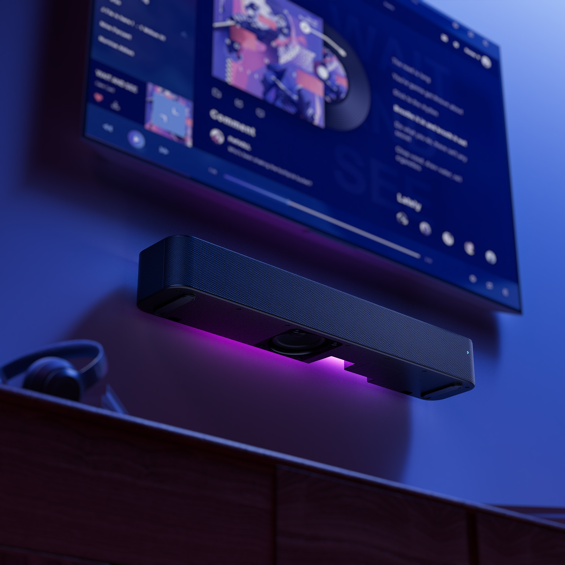 Barra de sonido onn de 20 pulgadas Bluetooth 2.1 canales con iluminación LED multicolor, negro 7