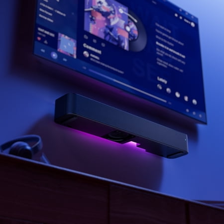 ONN 20 INCH BLUETOOTH 2.1 CHANNEL SOUNDBAR WITH MULTI-COLOR LED LIGHTING, BLACK