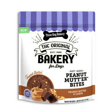 Three Dog Bakery Peanut Mutter Bites, Peanut Butter Cookies, Soft Treats for Dogs, 18oz. Box