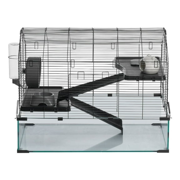 Hamster Cage 29.5in Wire Habitat for Rodents Gerbils Mice Small Animals, Multi-Level Pet House with Acrylic Panels & Ventilation