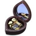 thumbnail image 2 of BinkeGG Play (Row Row Row Your Boat) Walnut Wooden Heart Shape Music Box with Sankyo Musical Movement (65 Tunes Option), 2 of 8